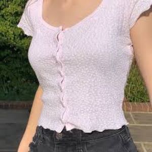 RARE brandy melville pink eyelet zelly top